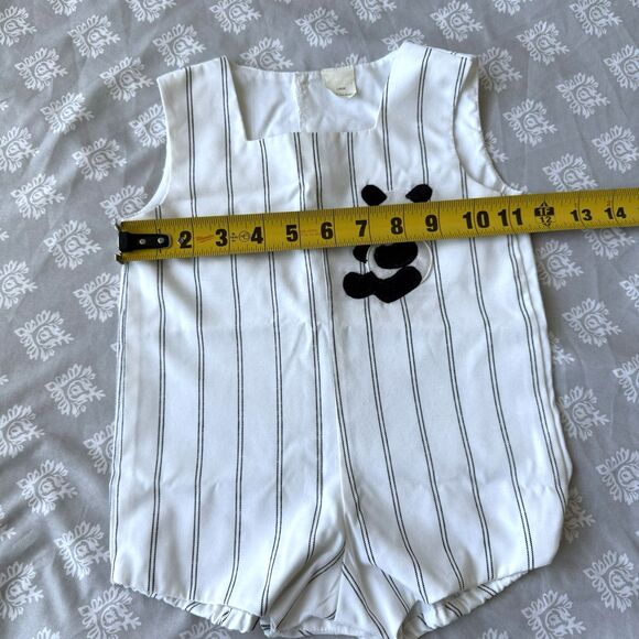 VTG 70s Baby Boy Jon Jon Romper Playsuit Stripe Panda Bear Size L Philippines - Picture 4 of 8
